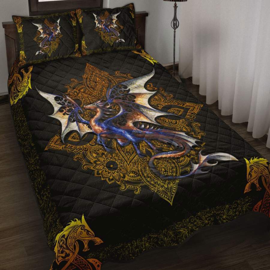 Dragon quilt set floral style