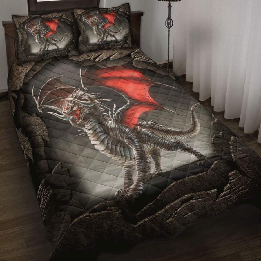 Dragon quilt set grey