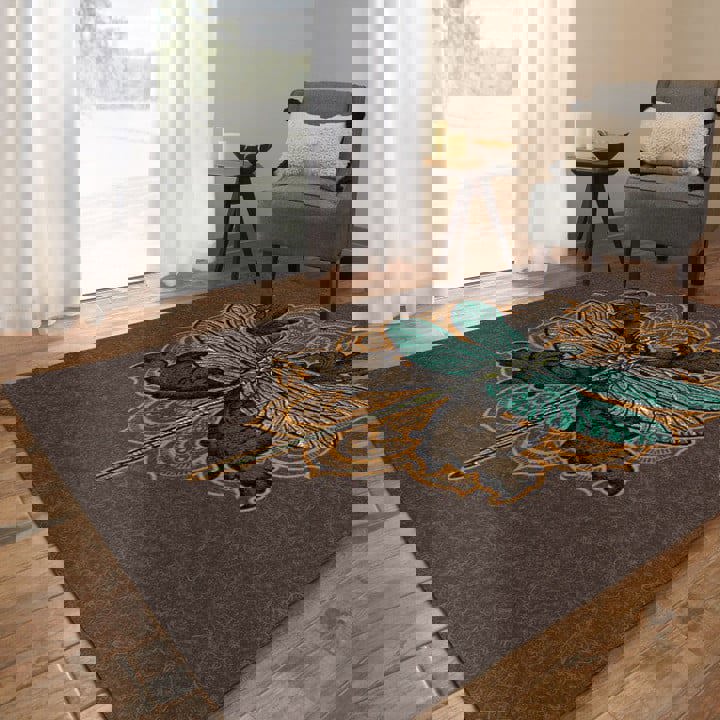 Dragonfly rug brown mandala