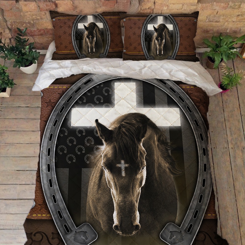Horse quilt set jesus and black horse
