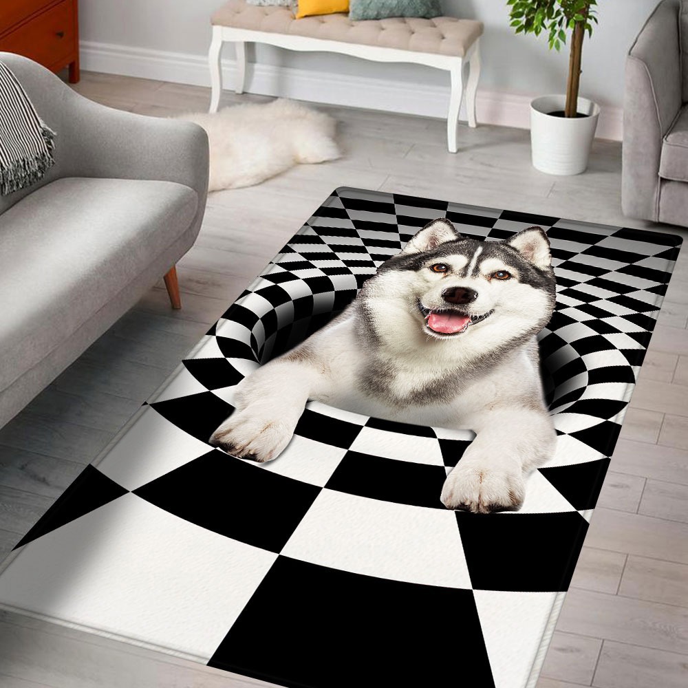 Husky dog 3d hole rug