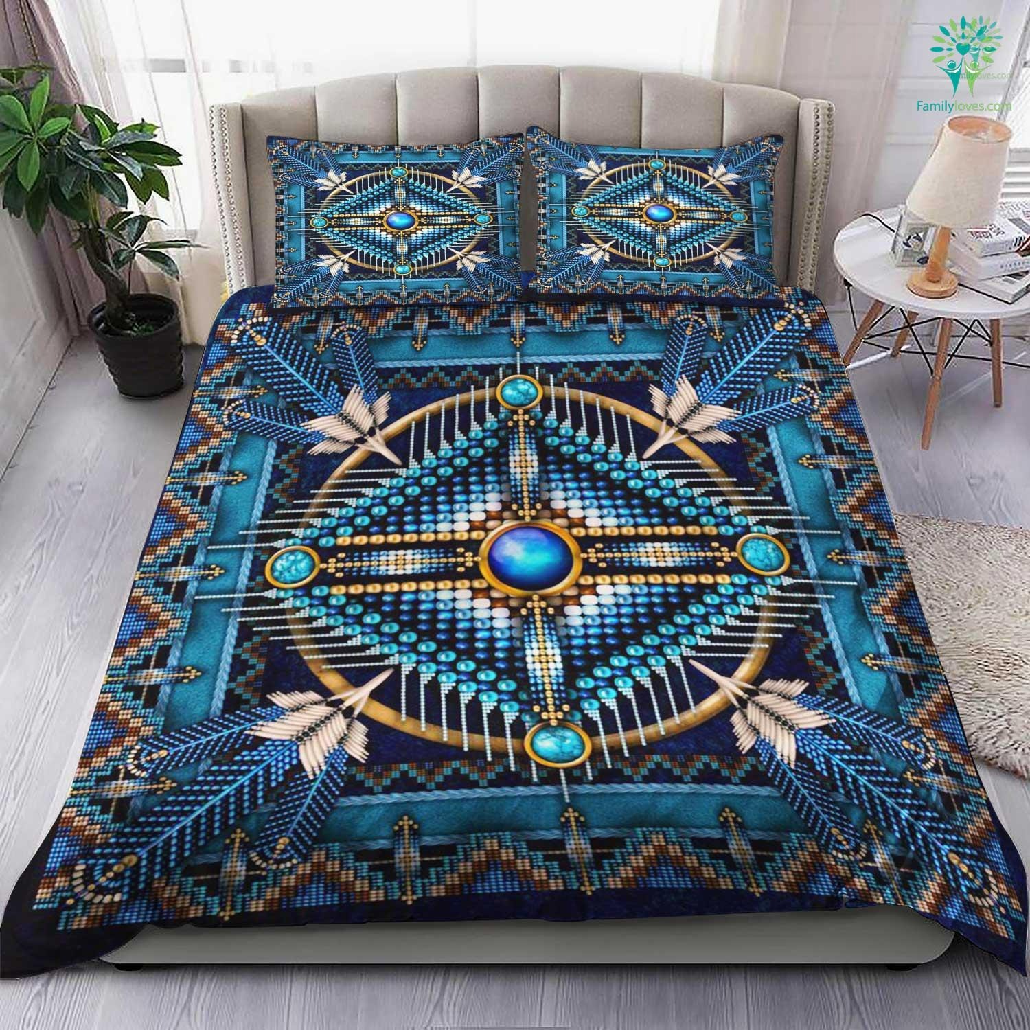 Mandala native american bedding set blue