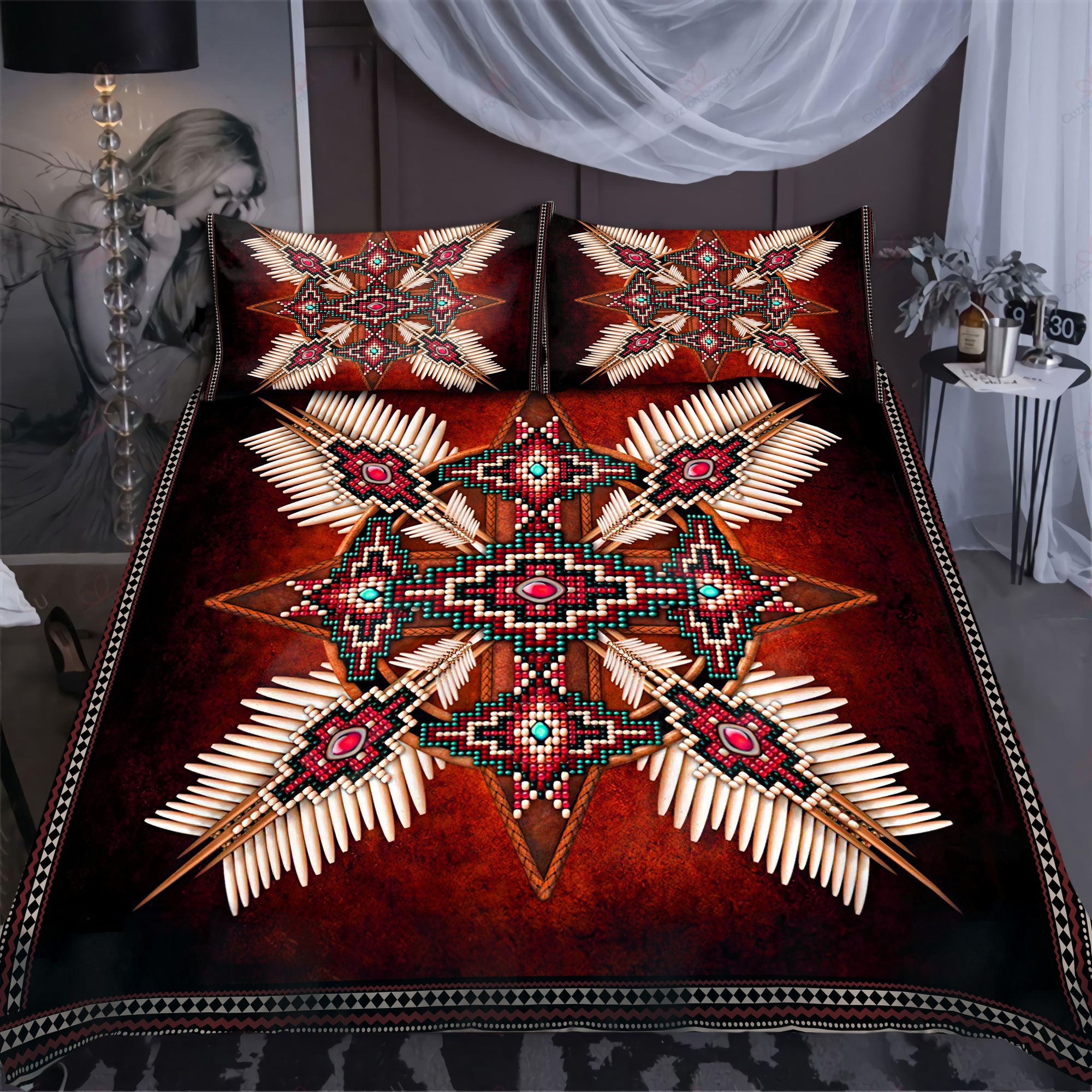 Native american bedding set red