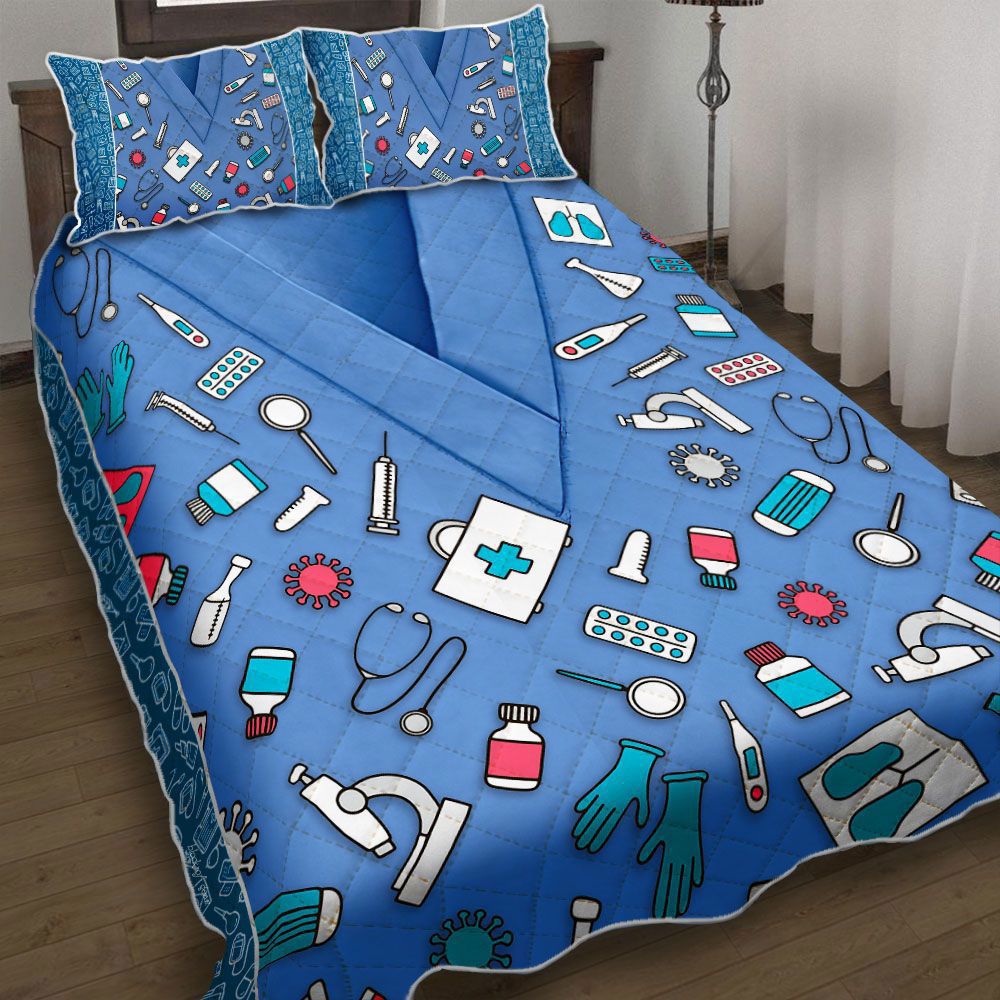 Nurse quilt set blue uniform nurse pattern
