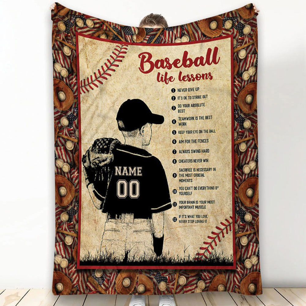 Personalized baseball blanket life lesson