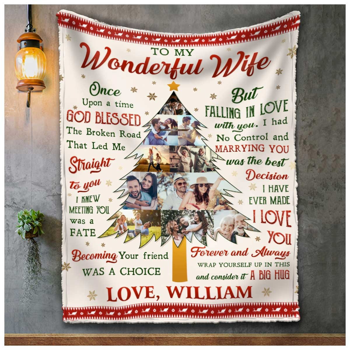 Personalized christmas blanket for wife god blessed the broken road