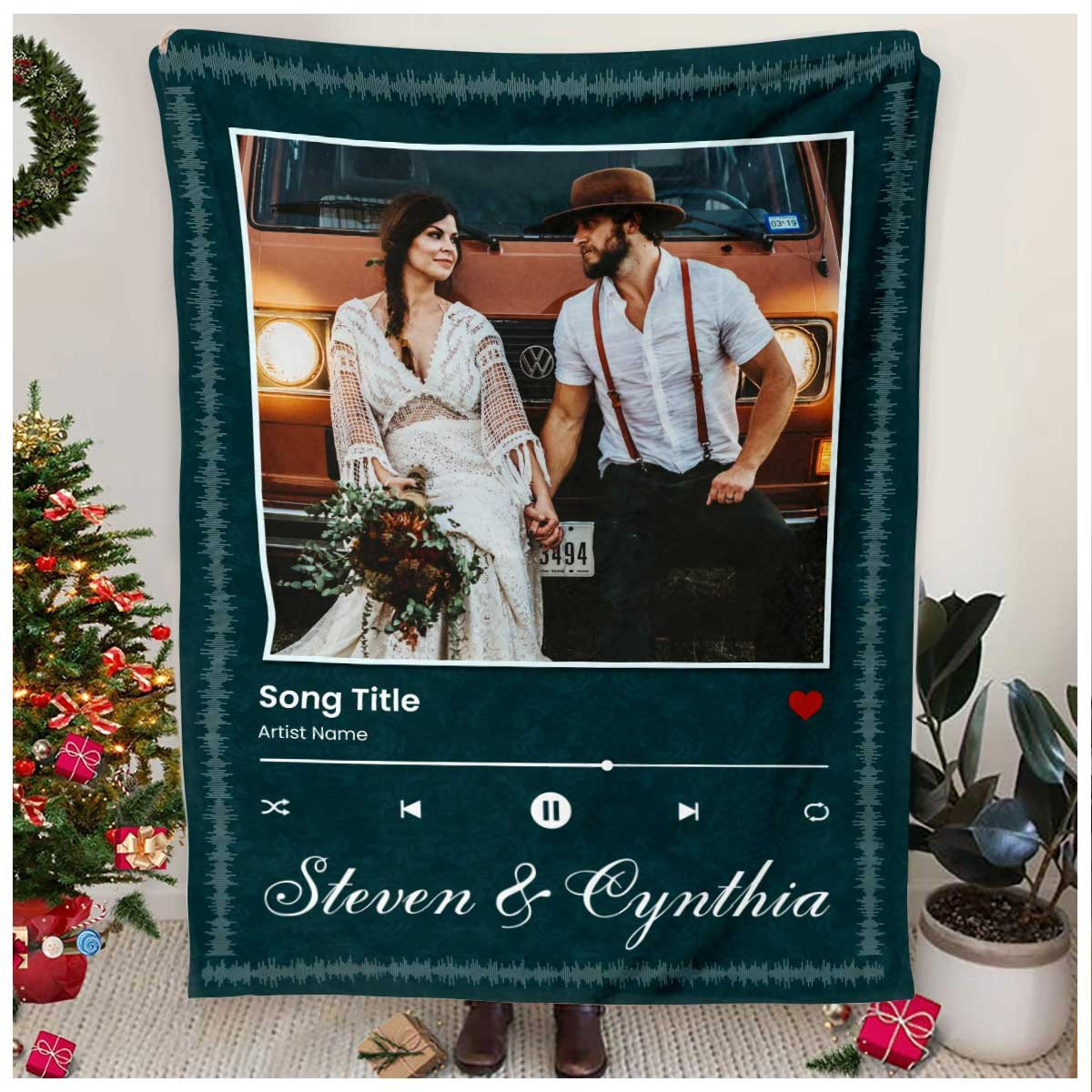 Personalized couple blanket special song for couple anniversary music plaque