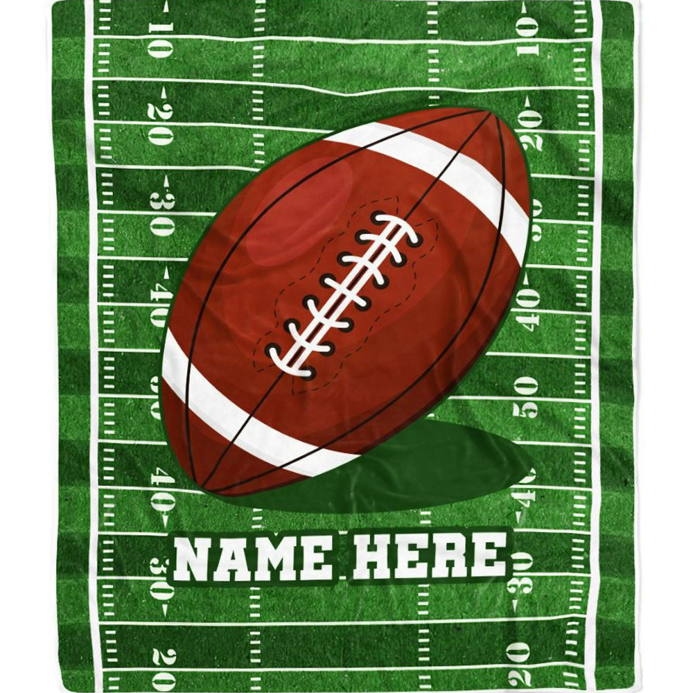 Personalized football blanket for boy girl american football field