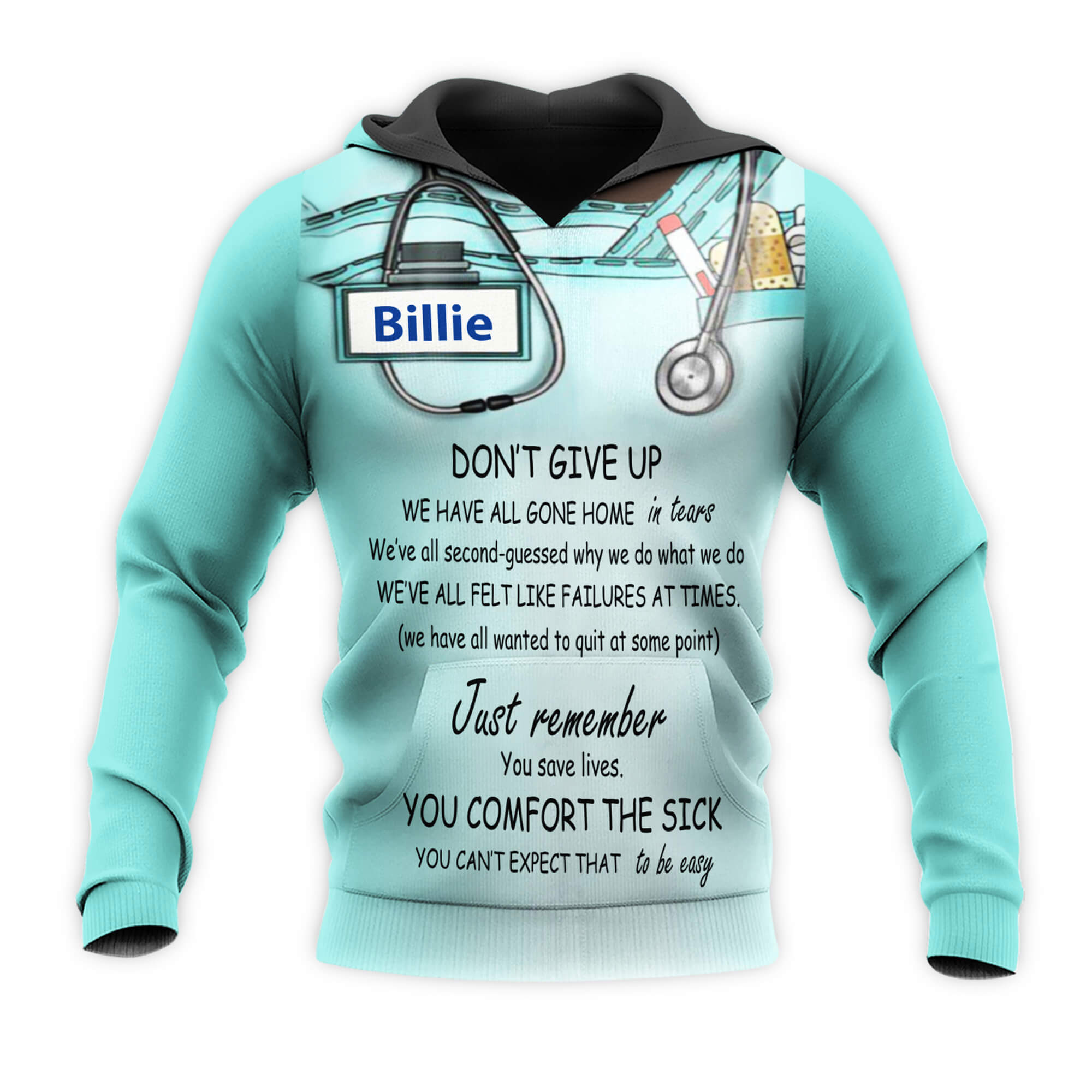 Personalized nurse 3d hoodie dont give up
