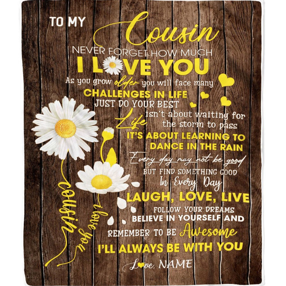 Personalized to my cousin blanket from family never forget i love you daisy