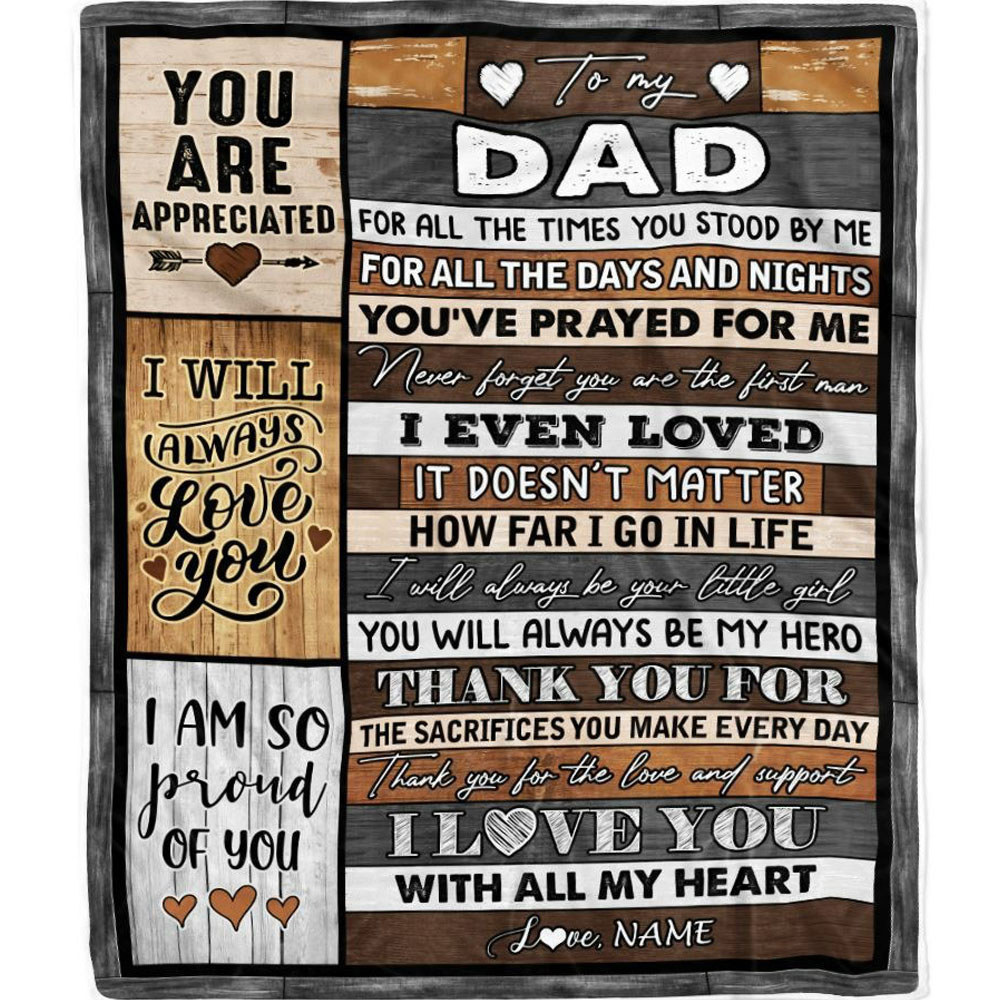 Personalized to my dad blanket i love you with all my heart