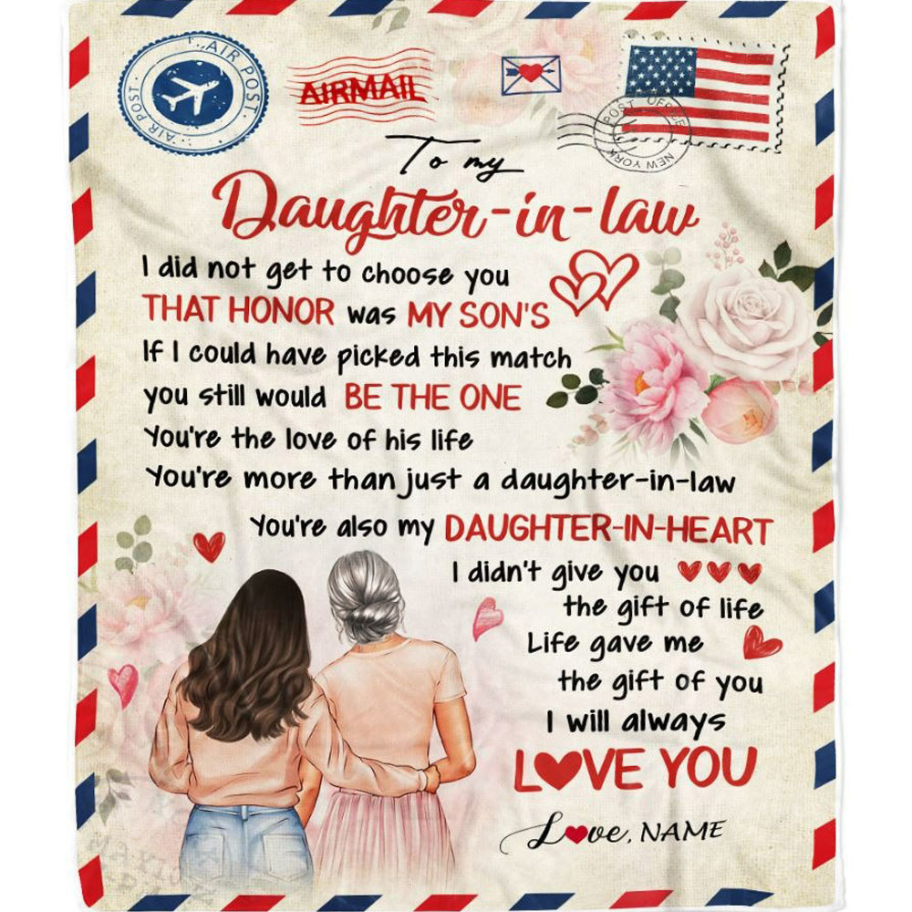 Personalized to my daughter in law blanket from mom air mail letter