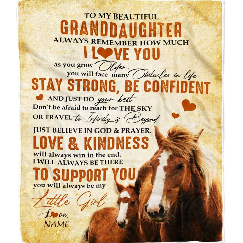 Personalized to my granddaughter from horse grandma blanket always remember how much i love you