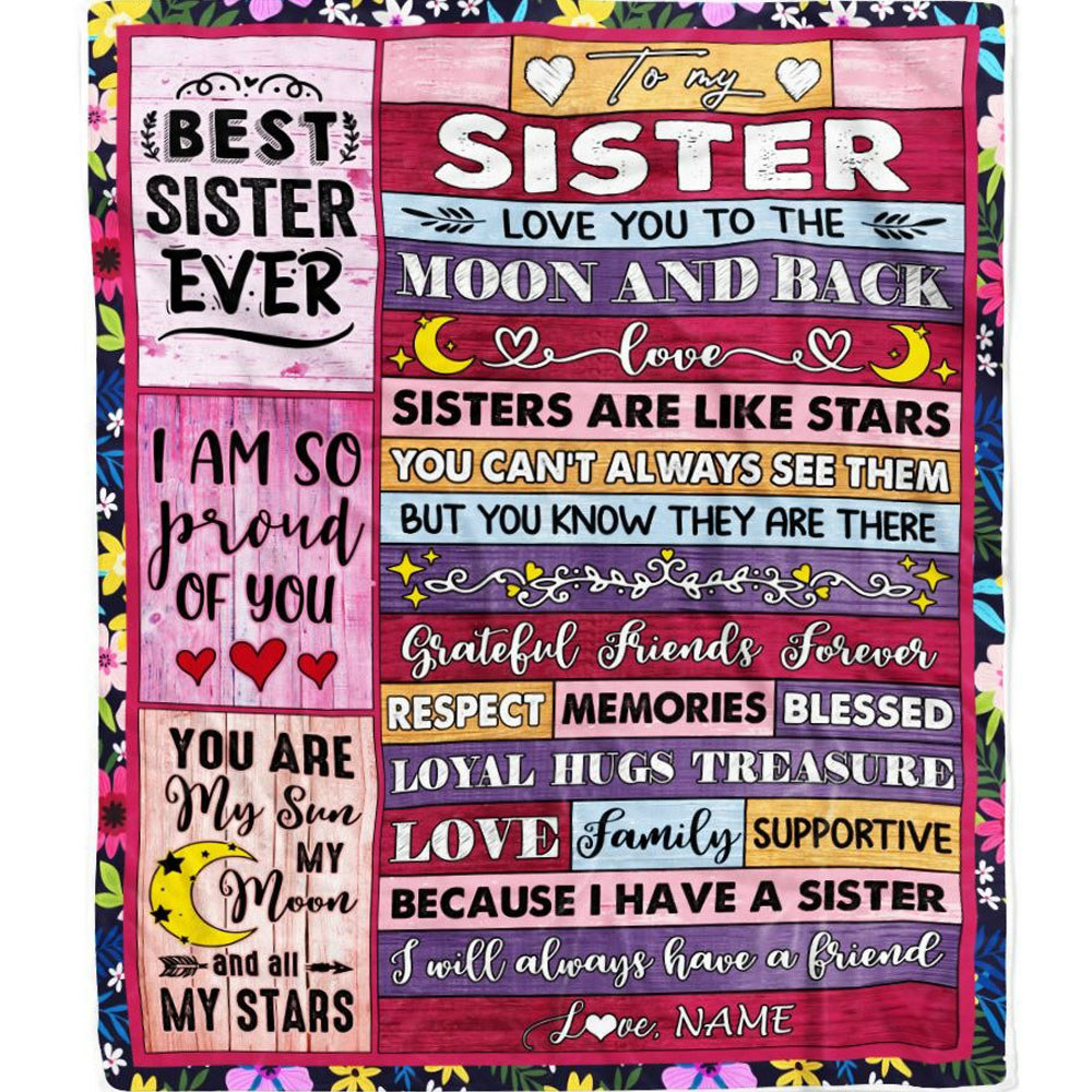 Personalized to my sister blanket best sister ever