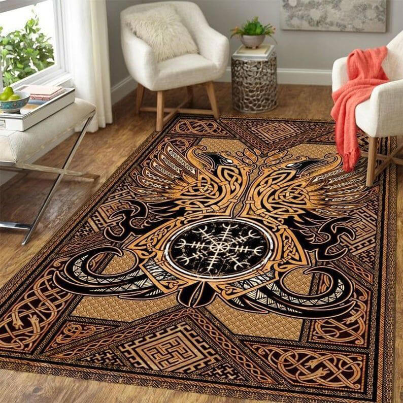 Raven symbol viking rug