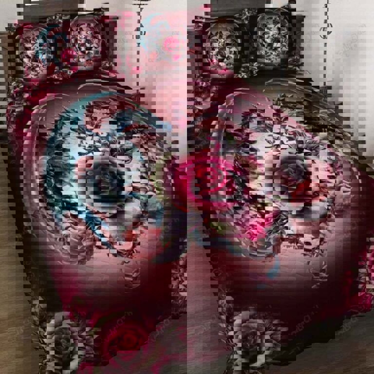 Rose dragon couple quilt set