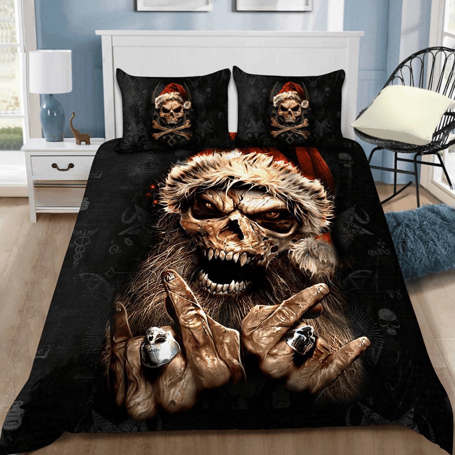 Santa claus skull bedding set gifts for christmas