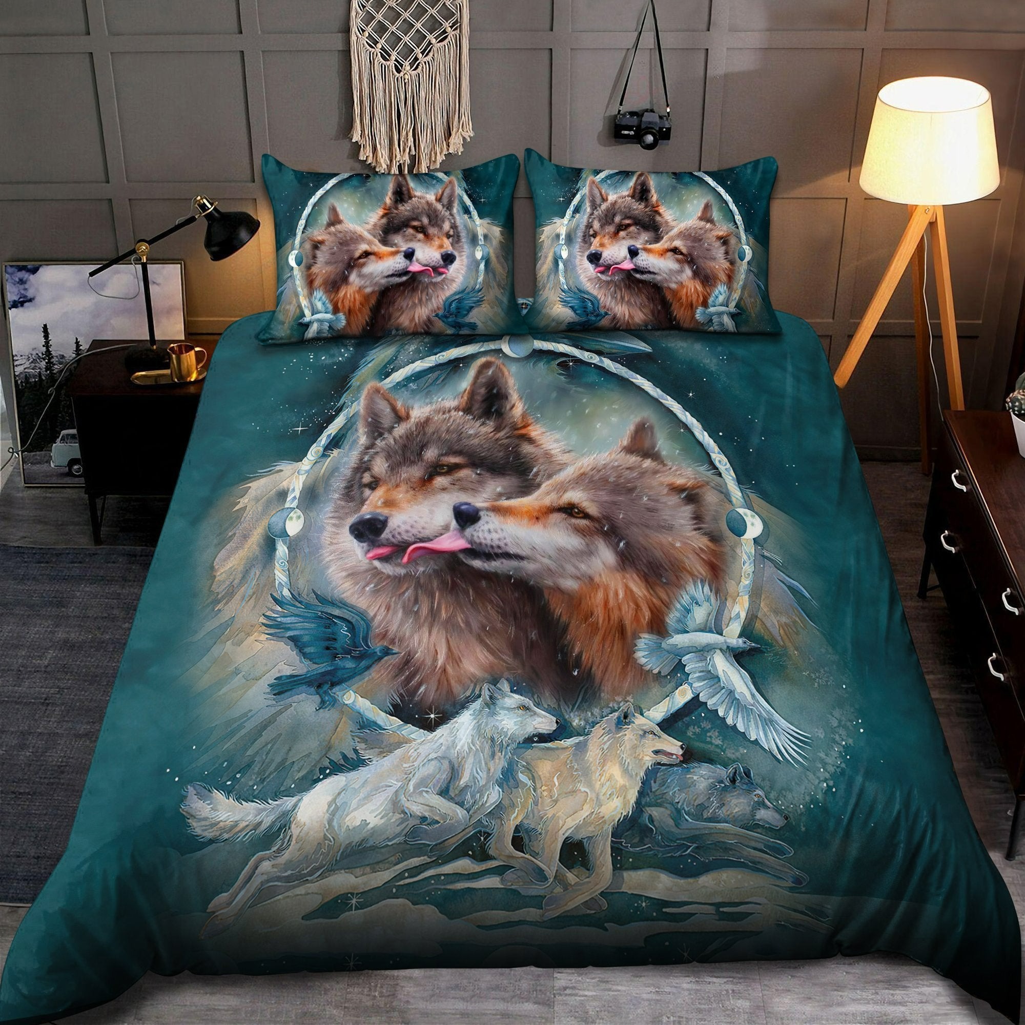 Wolf couple bedding set