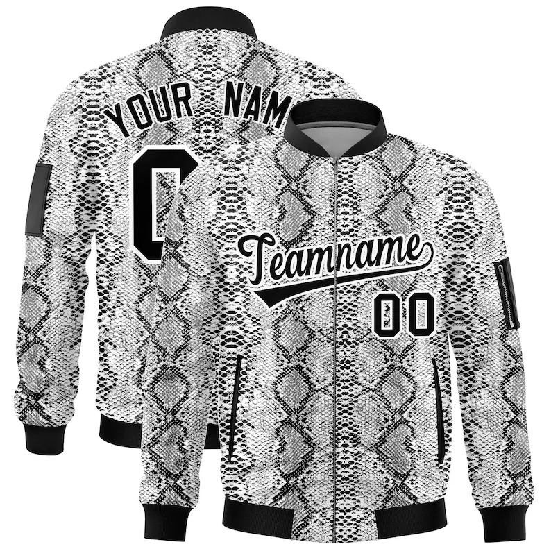 Custom  Snake Pattern Stitched Varsity Bomber Jacket