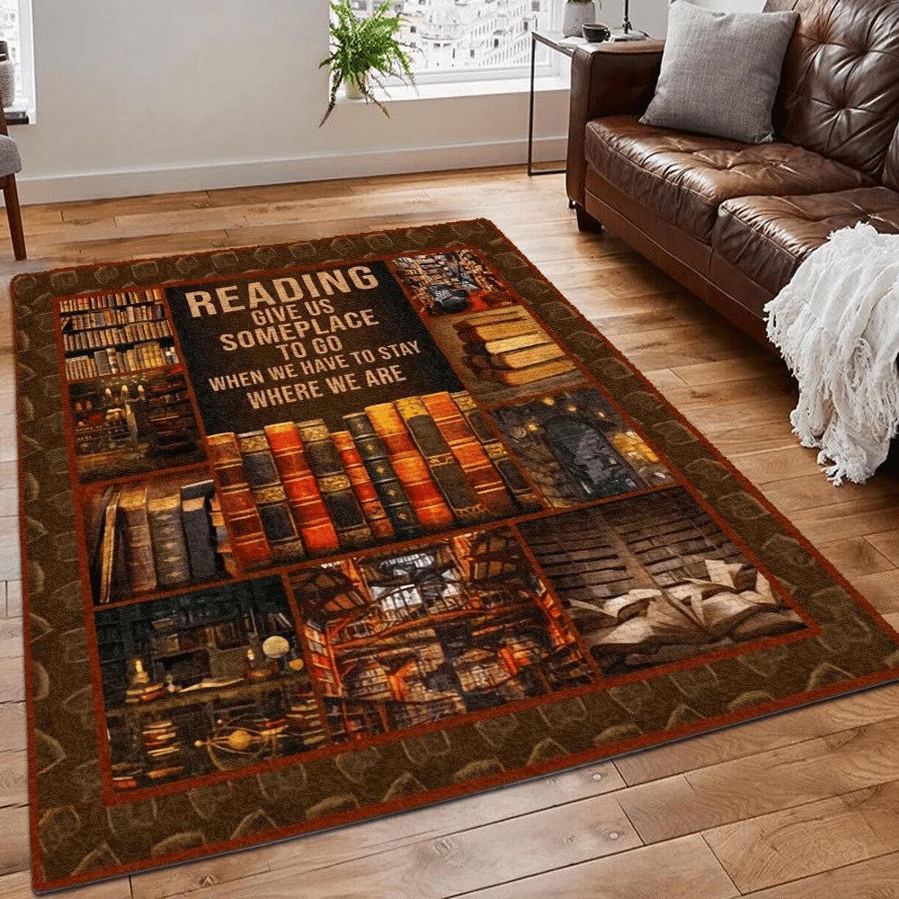 Book lover rug reading give us someplace to go