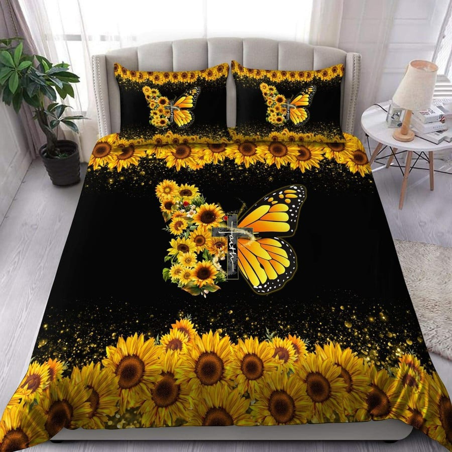 Butterfly bedding set faith sunflower black