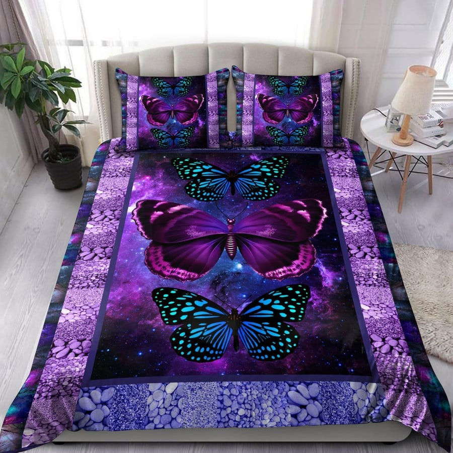 Butterfly bedding set purple