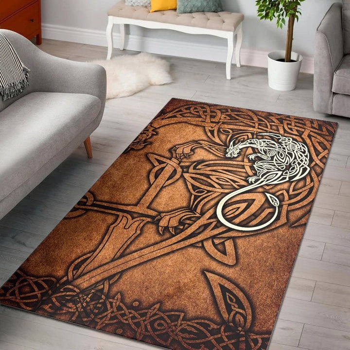 Celtic dragon area rug celtic dragon with cross vintage style