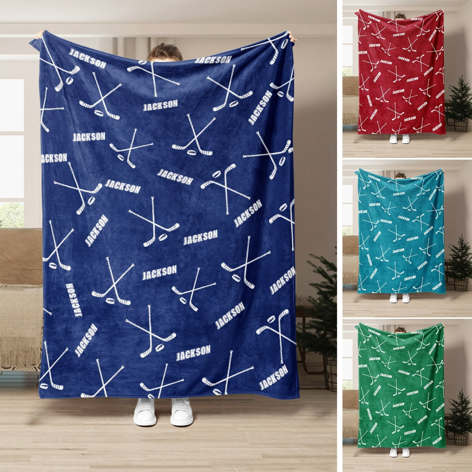 Custom name hockey blanket
