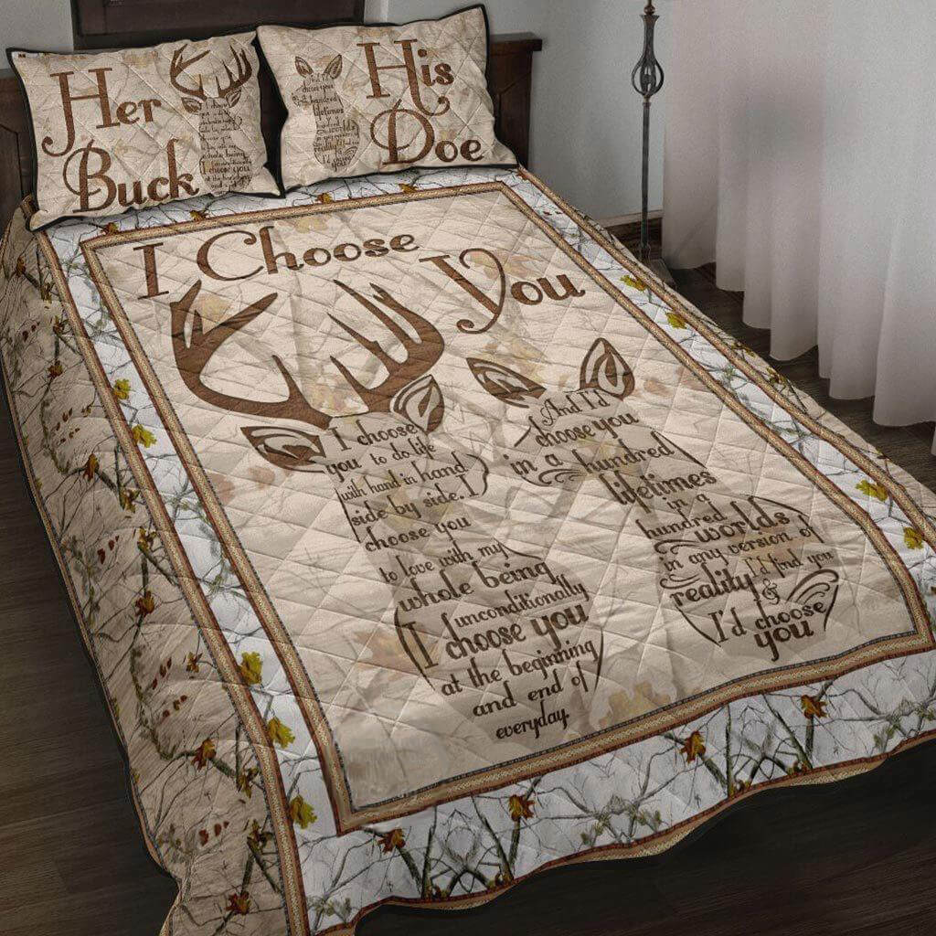 Deer couple quilt set i choose you gift for his and her