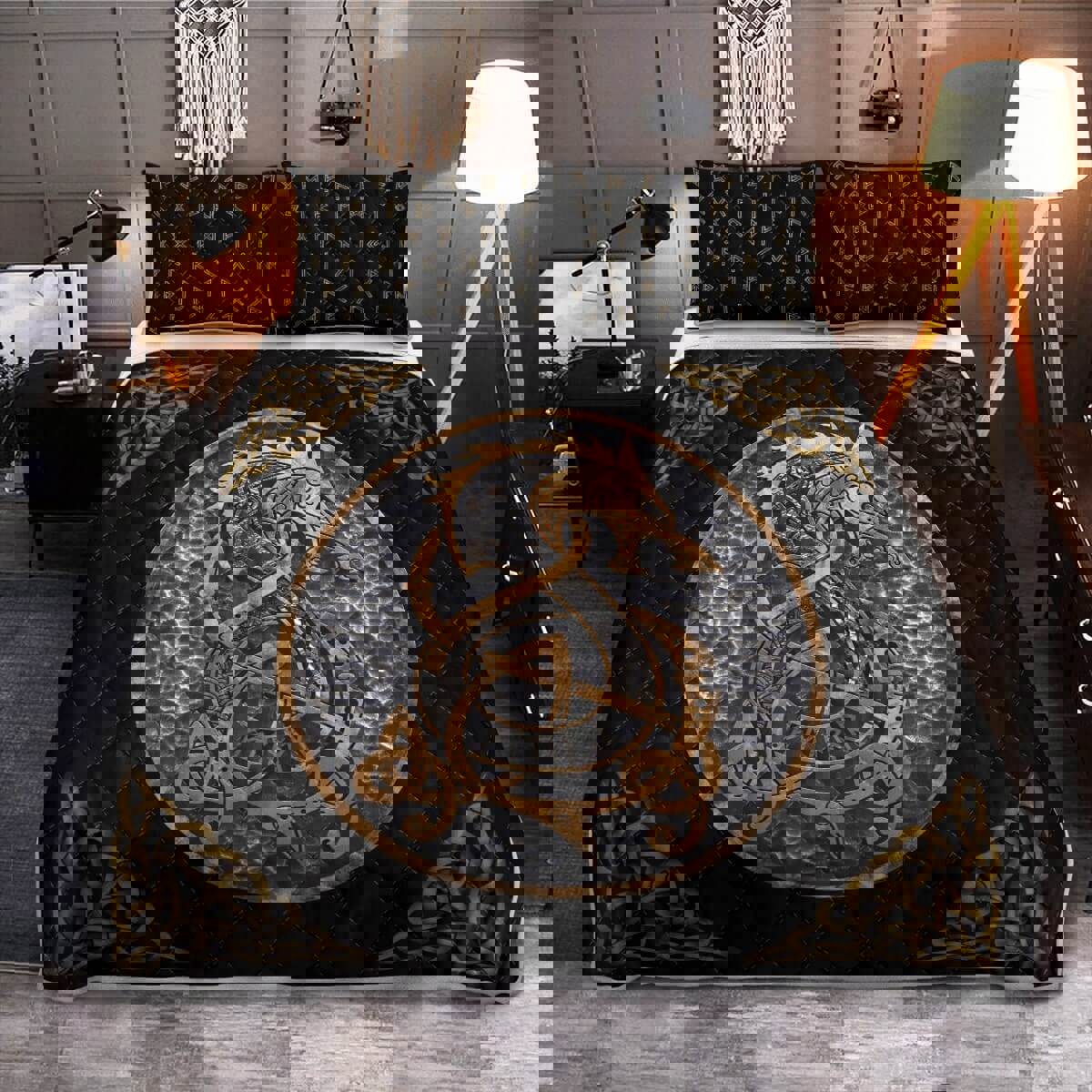 Fenrir dragon viking quilt set