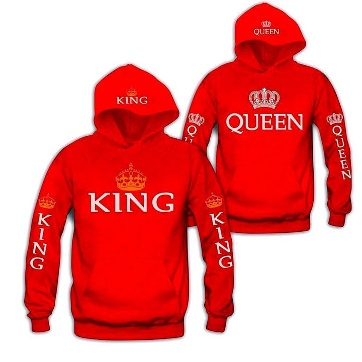 King queen couple hoodie matching red