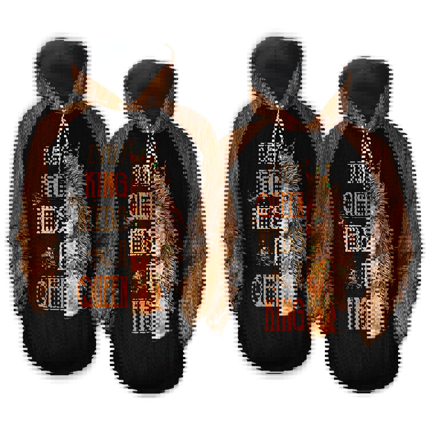 Matching couple 3d hoodie every king/queen needs a queen/king lion