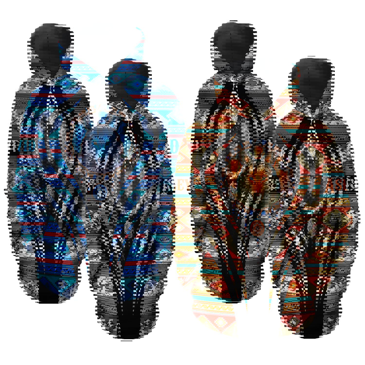 Native wolf couple 3d all over hoodie