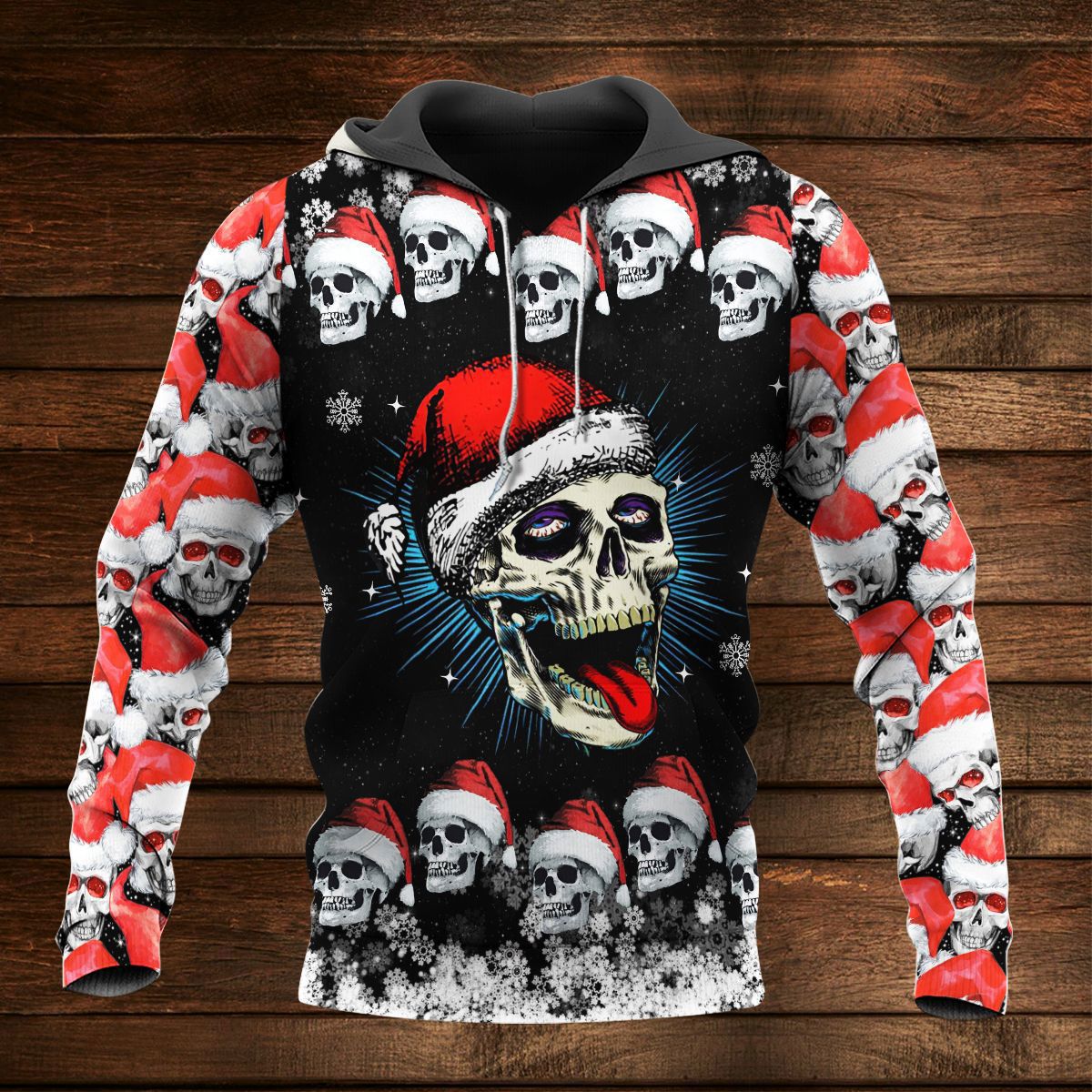 Naughty skull christmas 3d all over hoodie