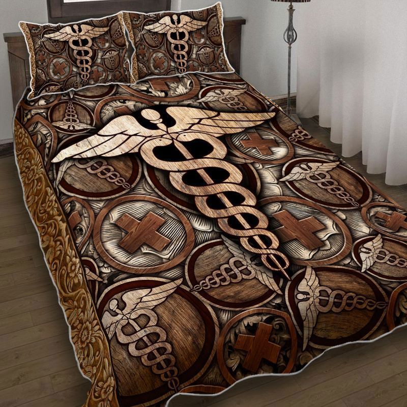 Nurse bedding set staff of hermes caduceus proud to be a nurse
