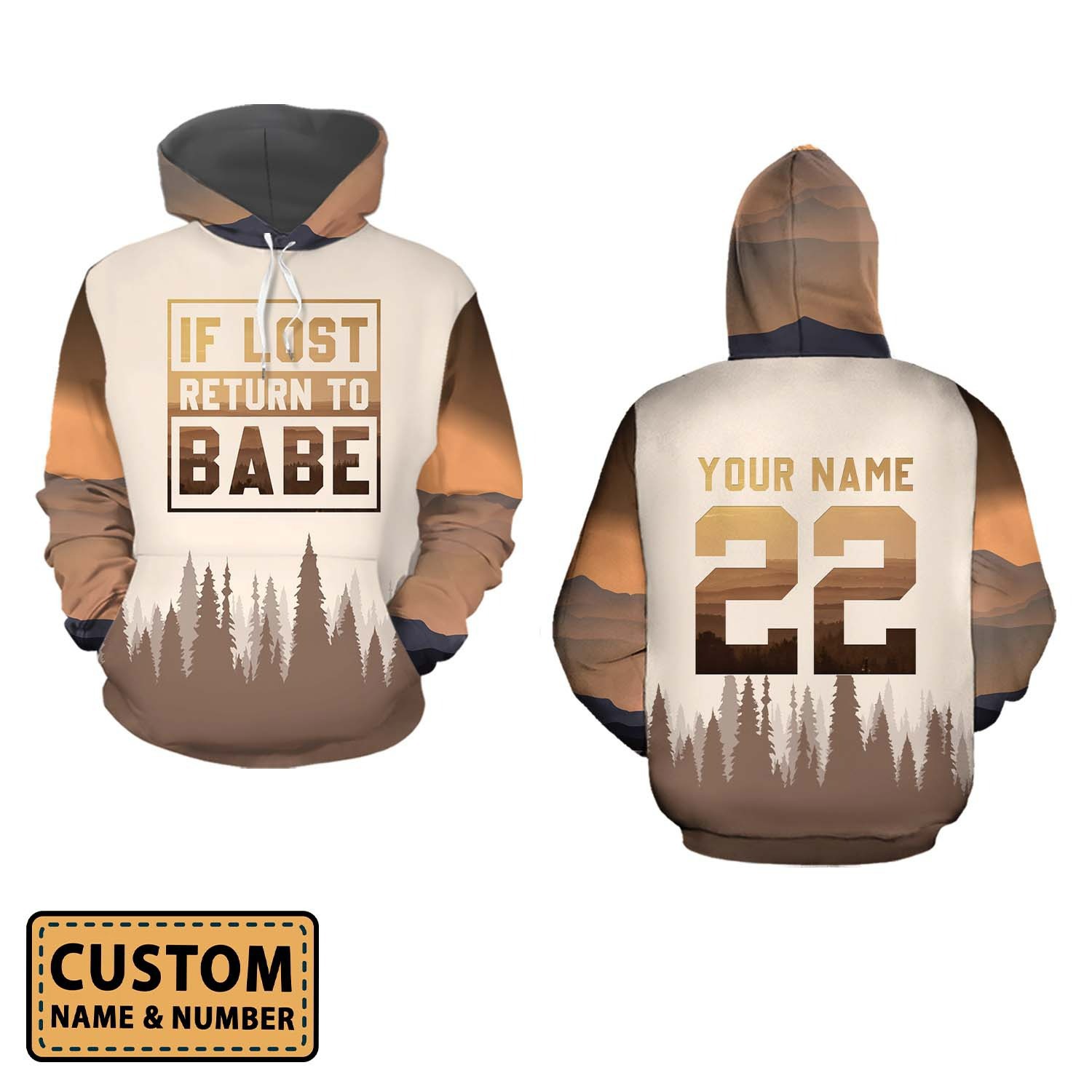 Personalized couple 3d all over hoodie if lost return to babe i am babe
