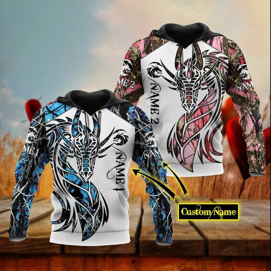 Personalized dragon couple 3d all over hoodie