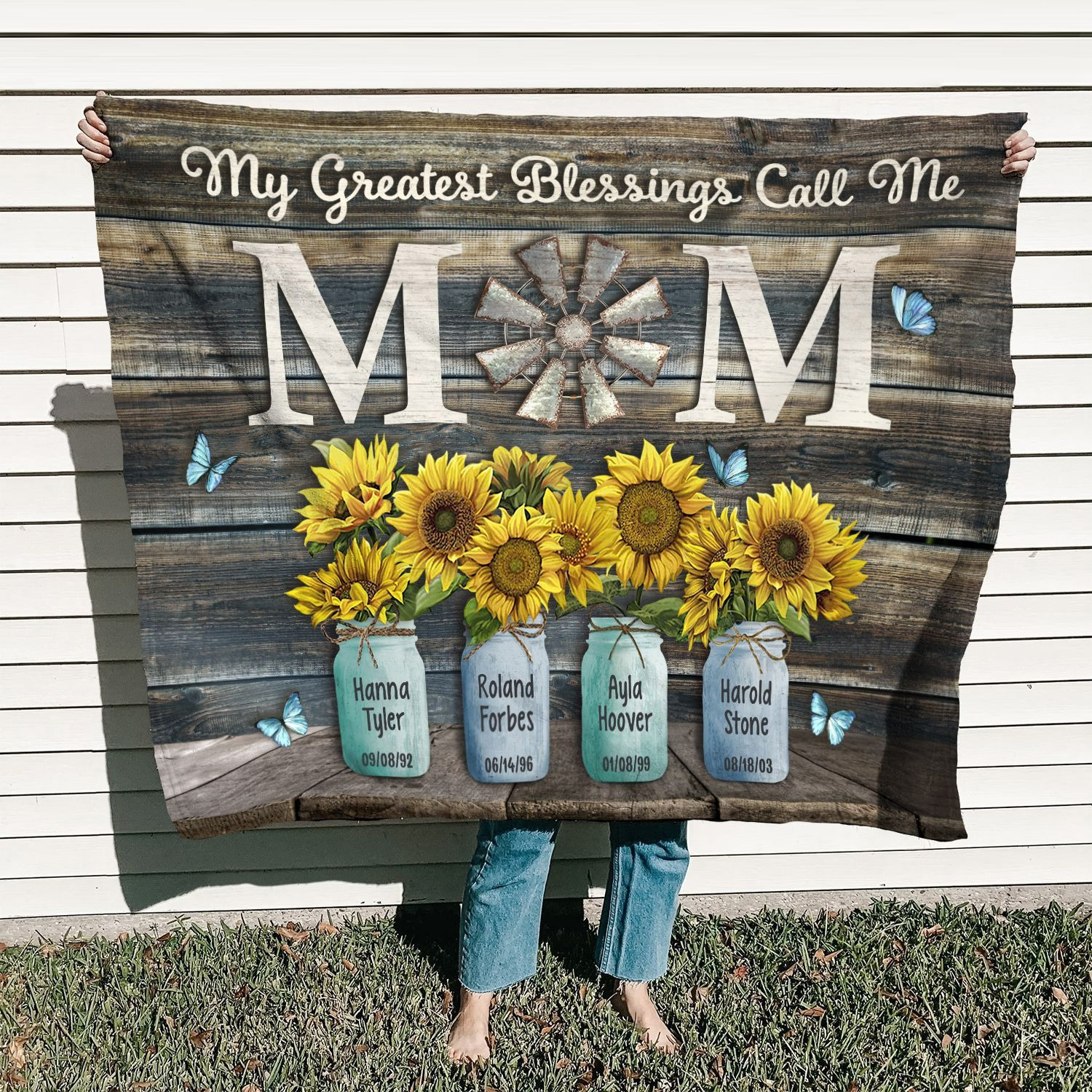 Personalized mom canvas my greatest blessings call me mom sunflower