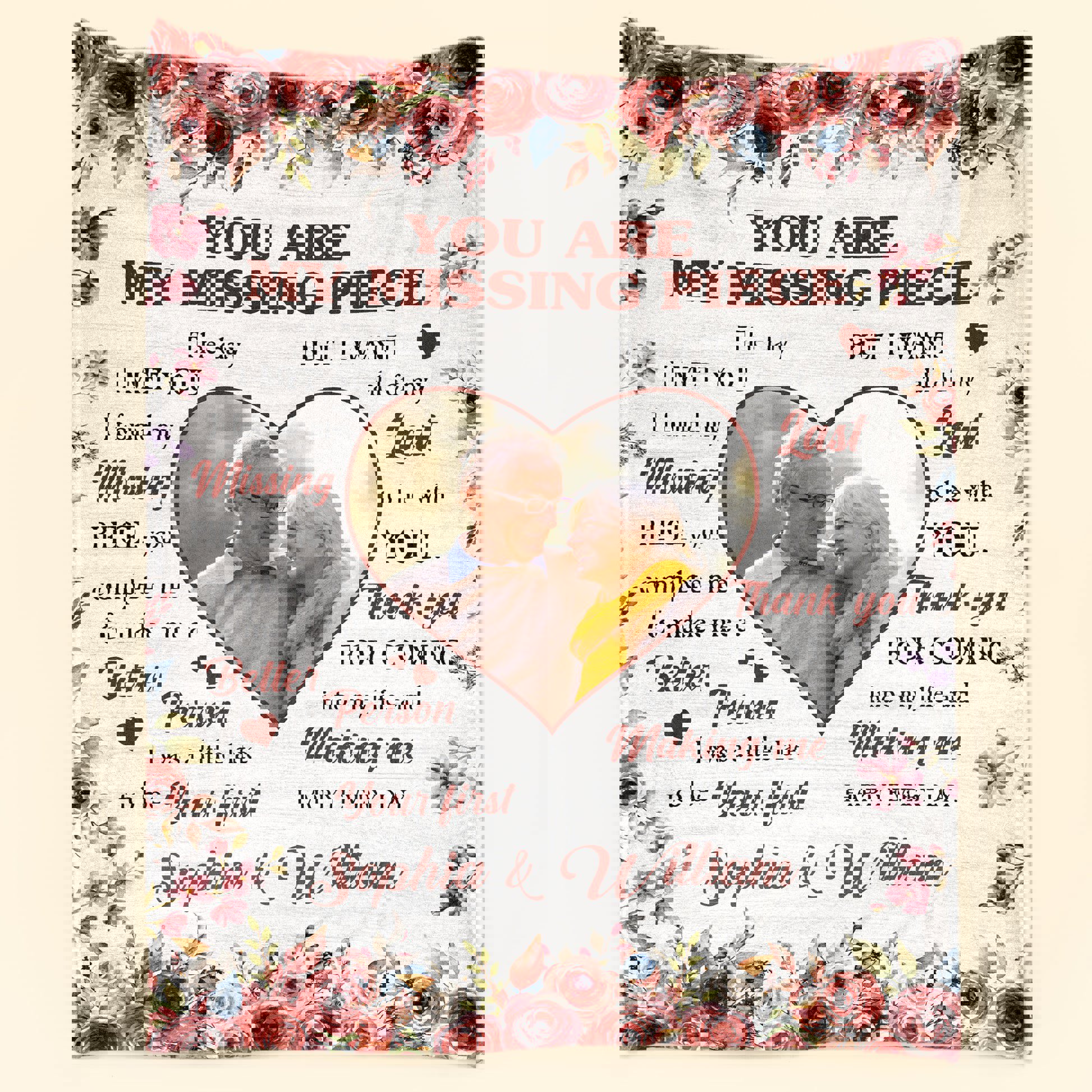 Personalized photo blanket you are my missing piece