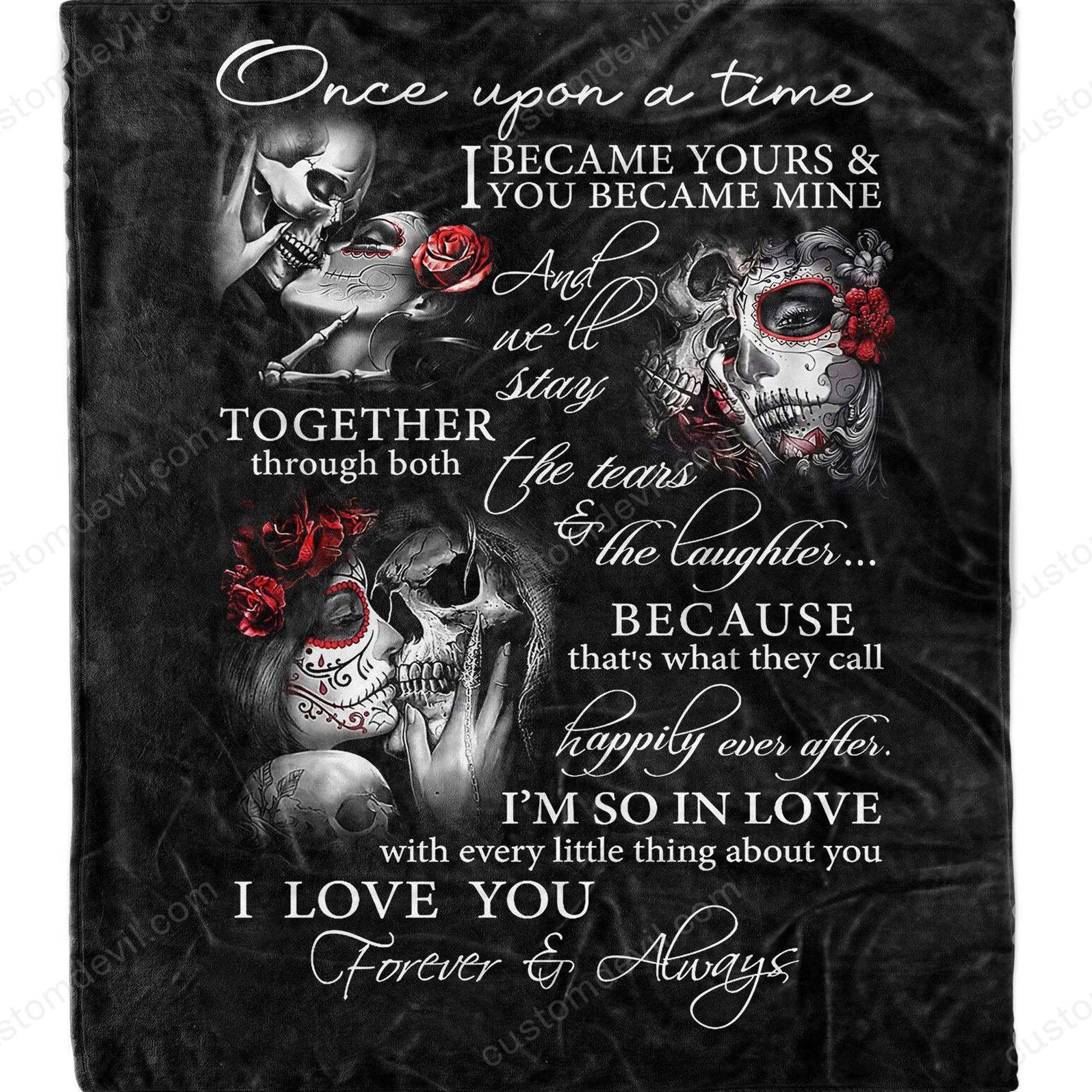 Skull couple blanket once upon a time i became yours