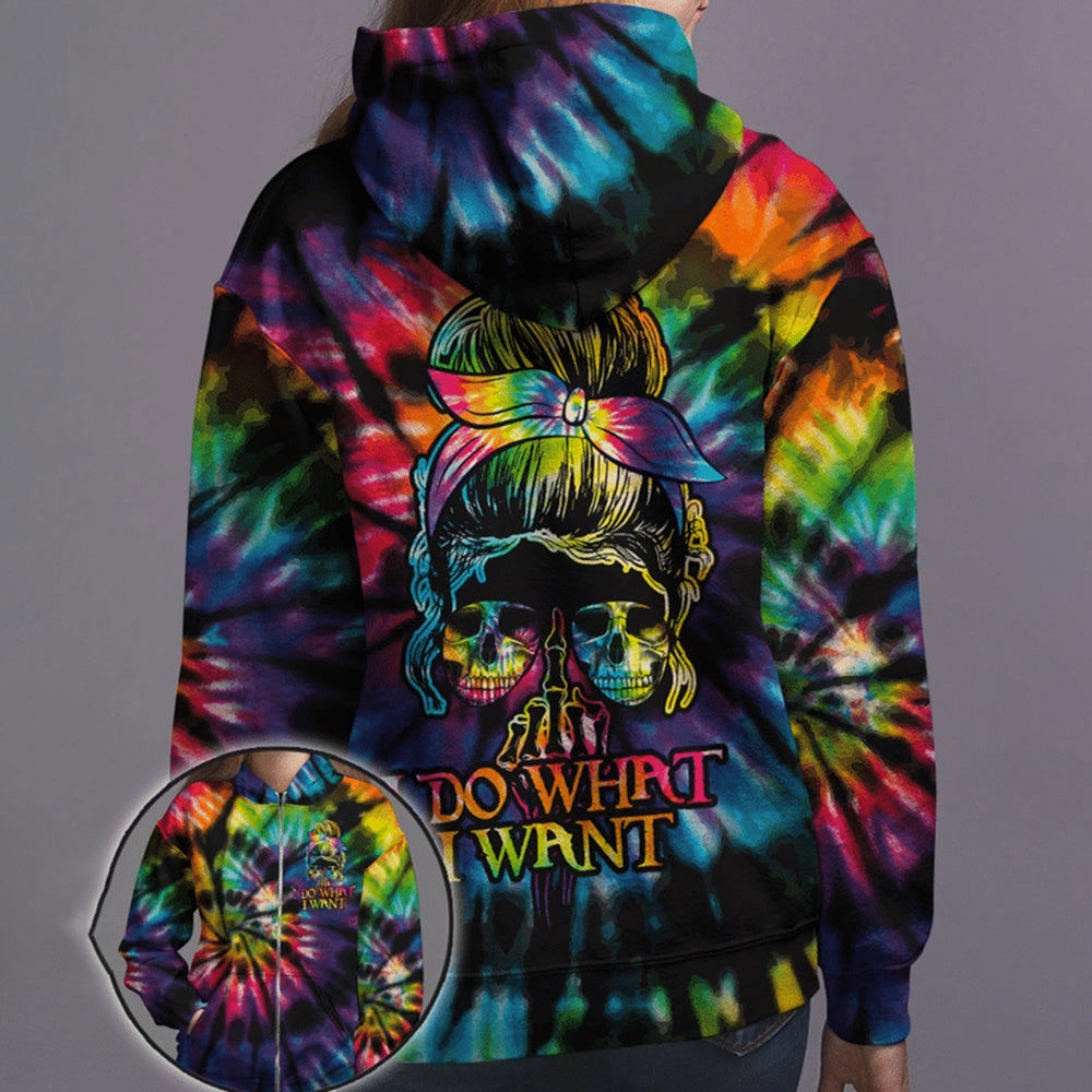 Tie dye skull hoodie i do what i want