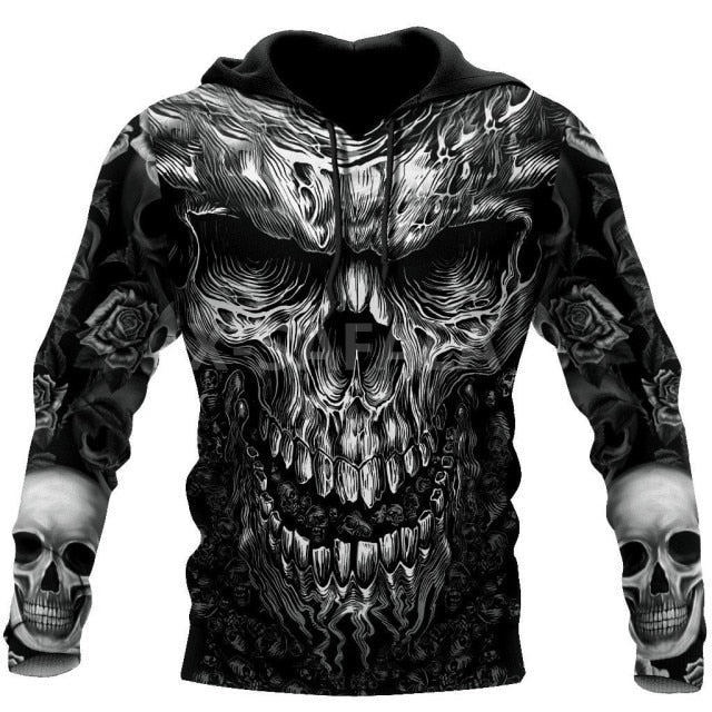 Trippy black skull head 3d hoodie