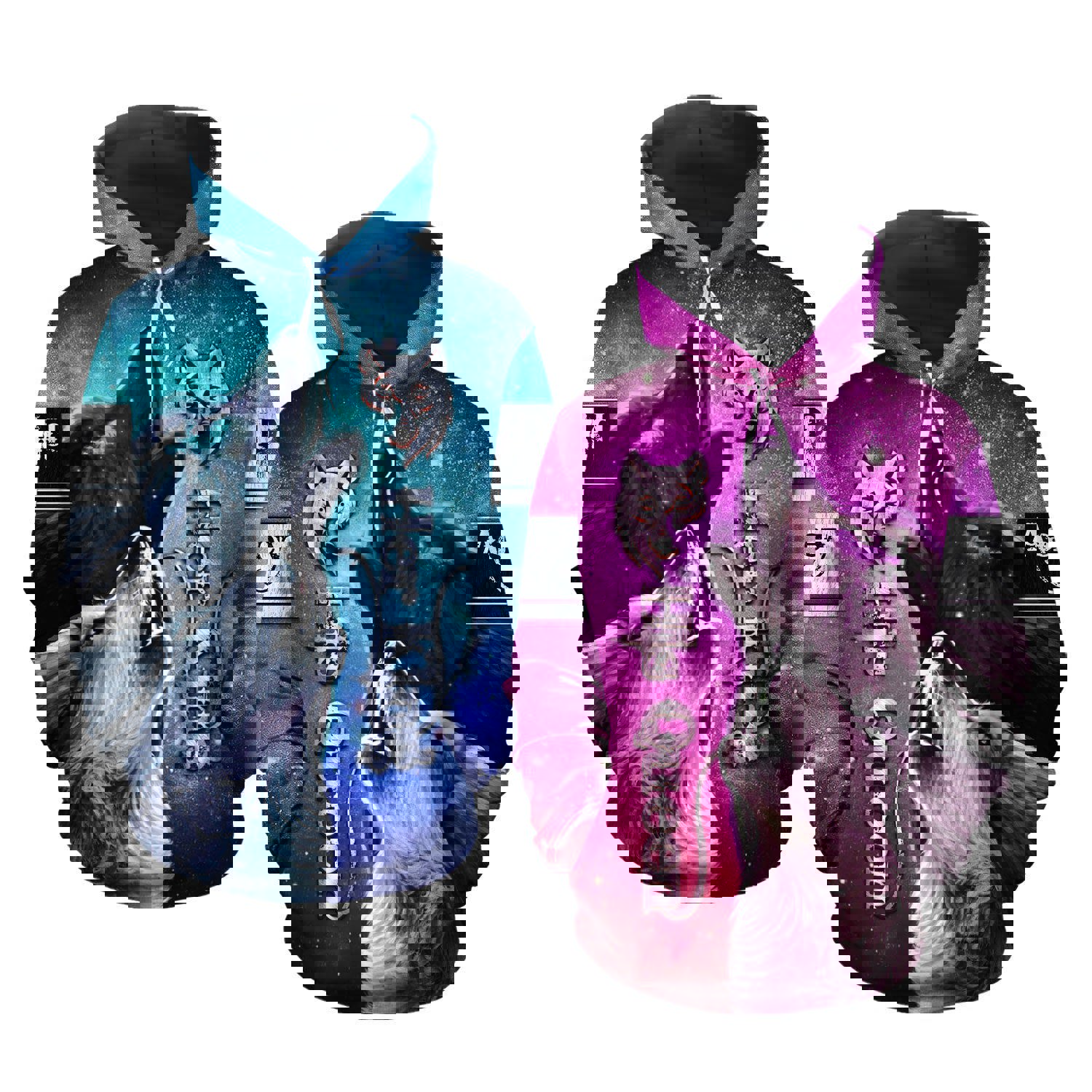 Wolf couple matching 3d hoodie her king his queen