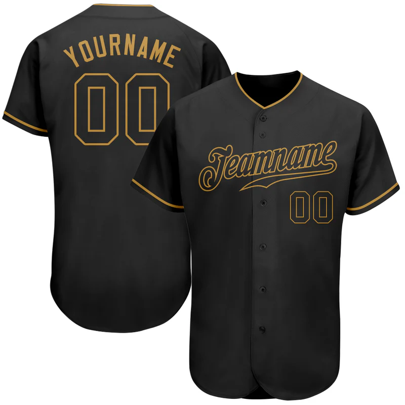 Custom Black Black-Old Gold Baseball Jersey
