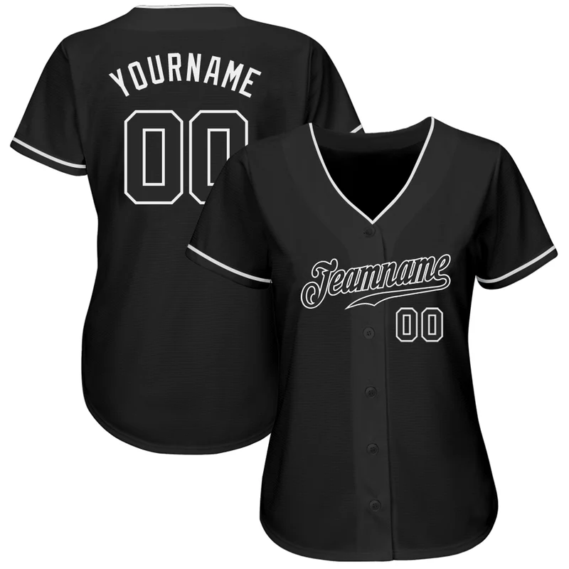 Custom Black Black-White Baseball Jersey