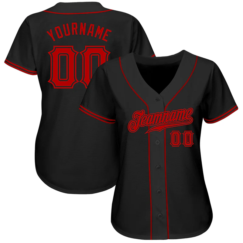 Custom Black Red Baseball Jersey