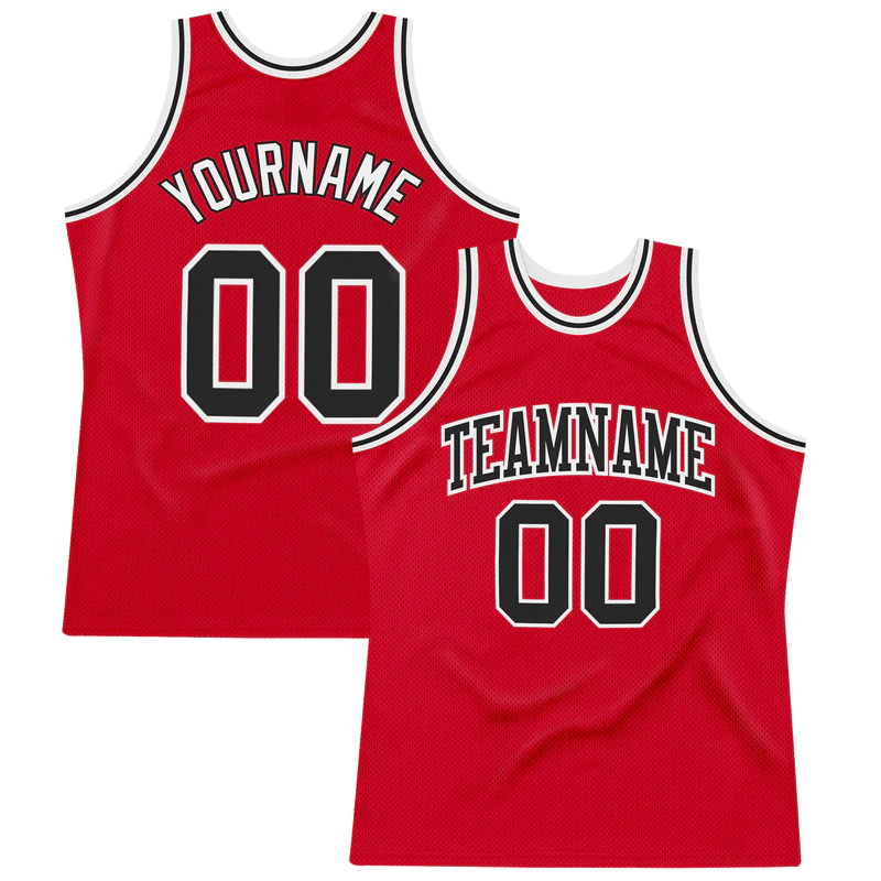 Custom Red Black-White Throwback Basketball Jersey