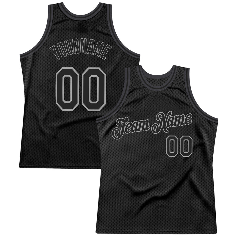 Custom Black Black-Gray Throwback Basketball Jersey