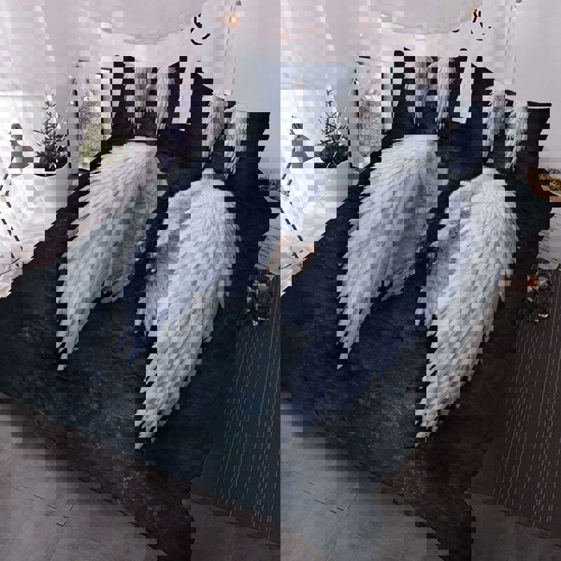 3d angel wings couple quilt set
