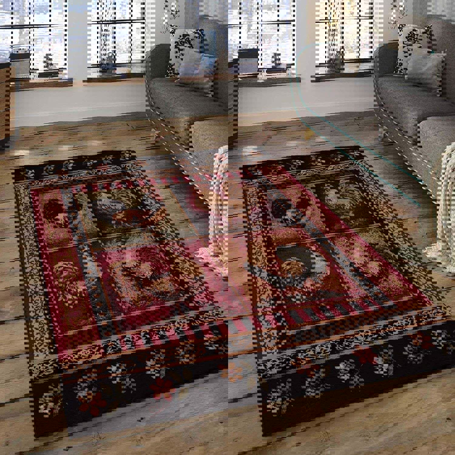 4 rooster rug
